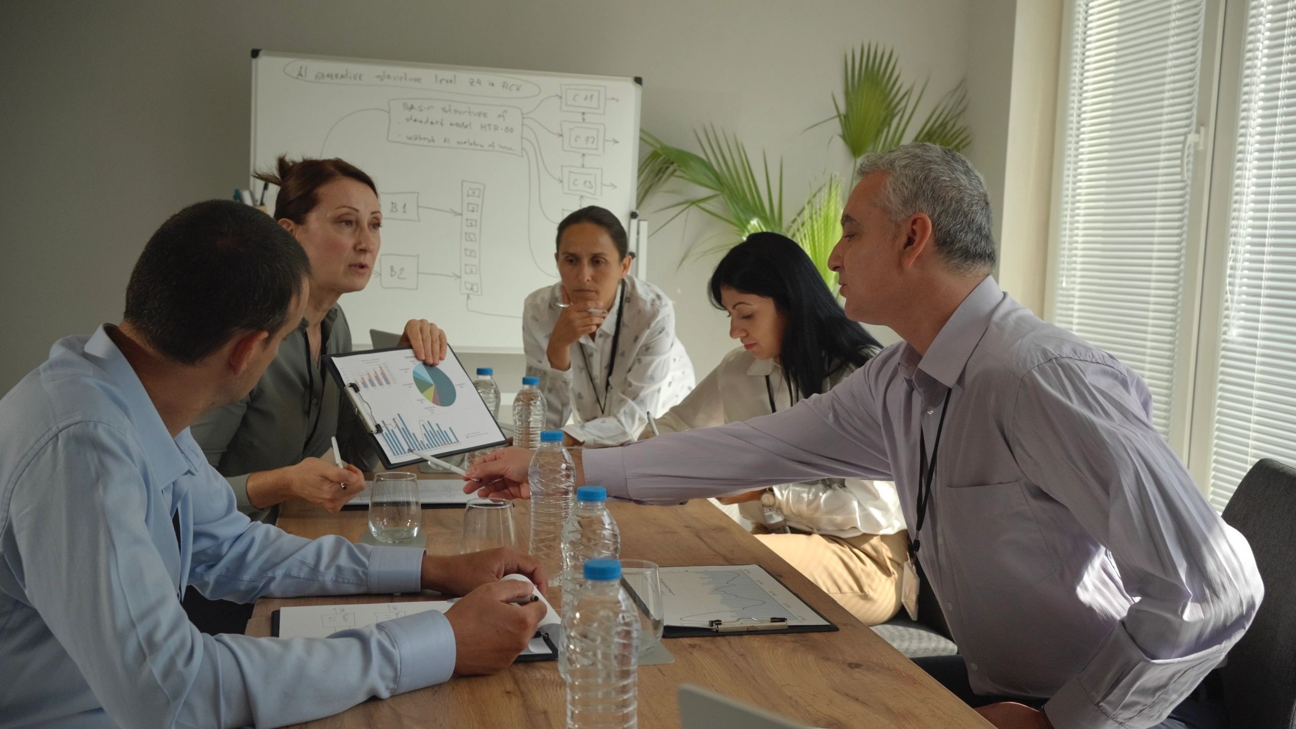 Business professionals collaborating in a meeting